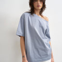 Topshop fallen shoulder t-shirt in dusty blue