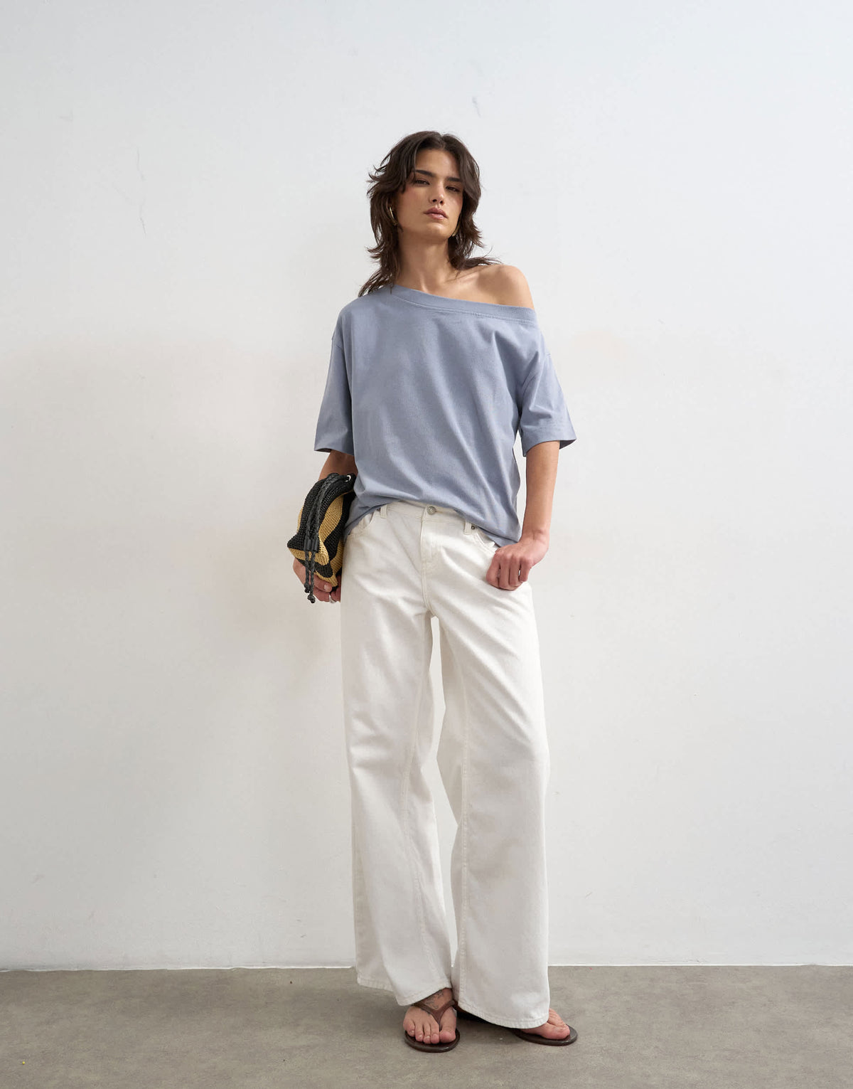 Topshop fallen shoulder t-shirt in dusty blue
