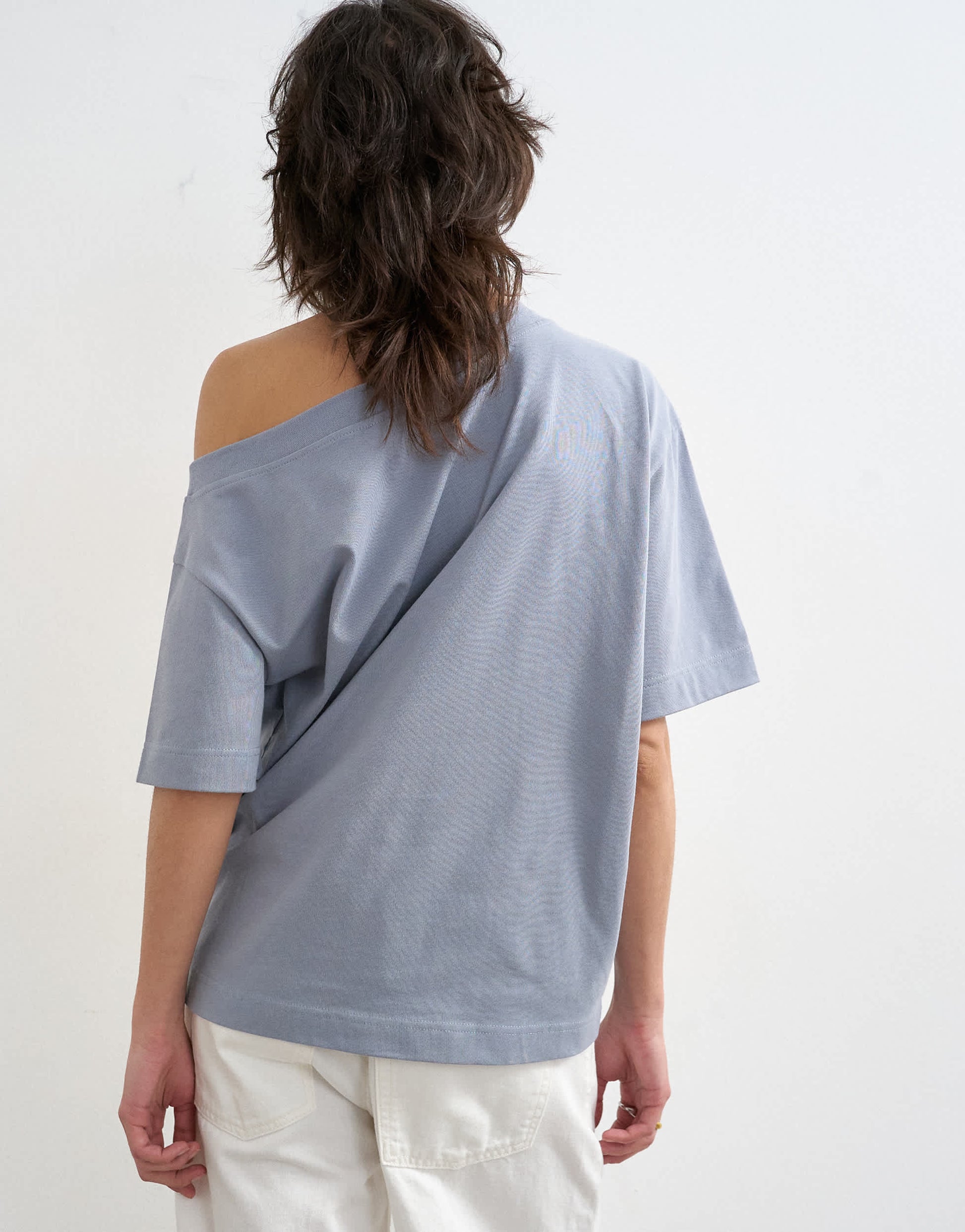 Topshop fallen shoulder t-shirt in dusty blue