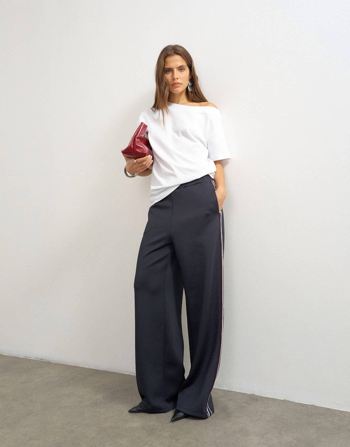 Topshop fallen shoulder t-shirt in white