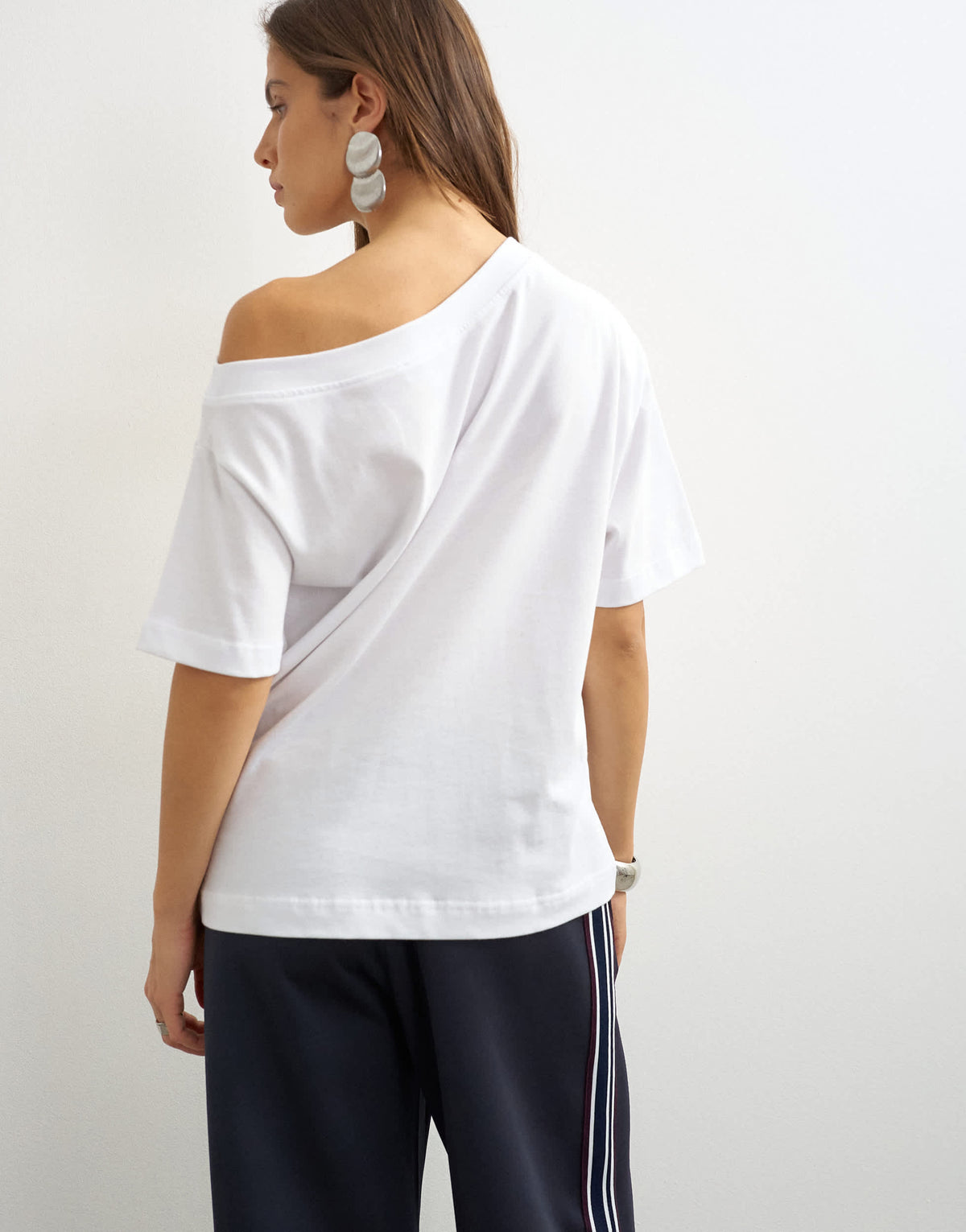 Topshop fallen shoulder t-shirt in white