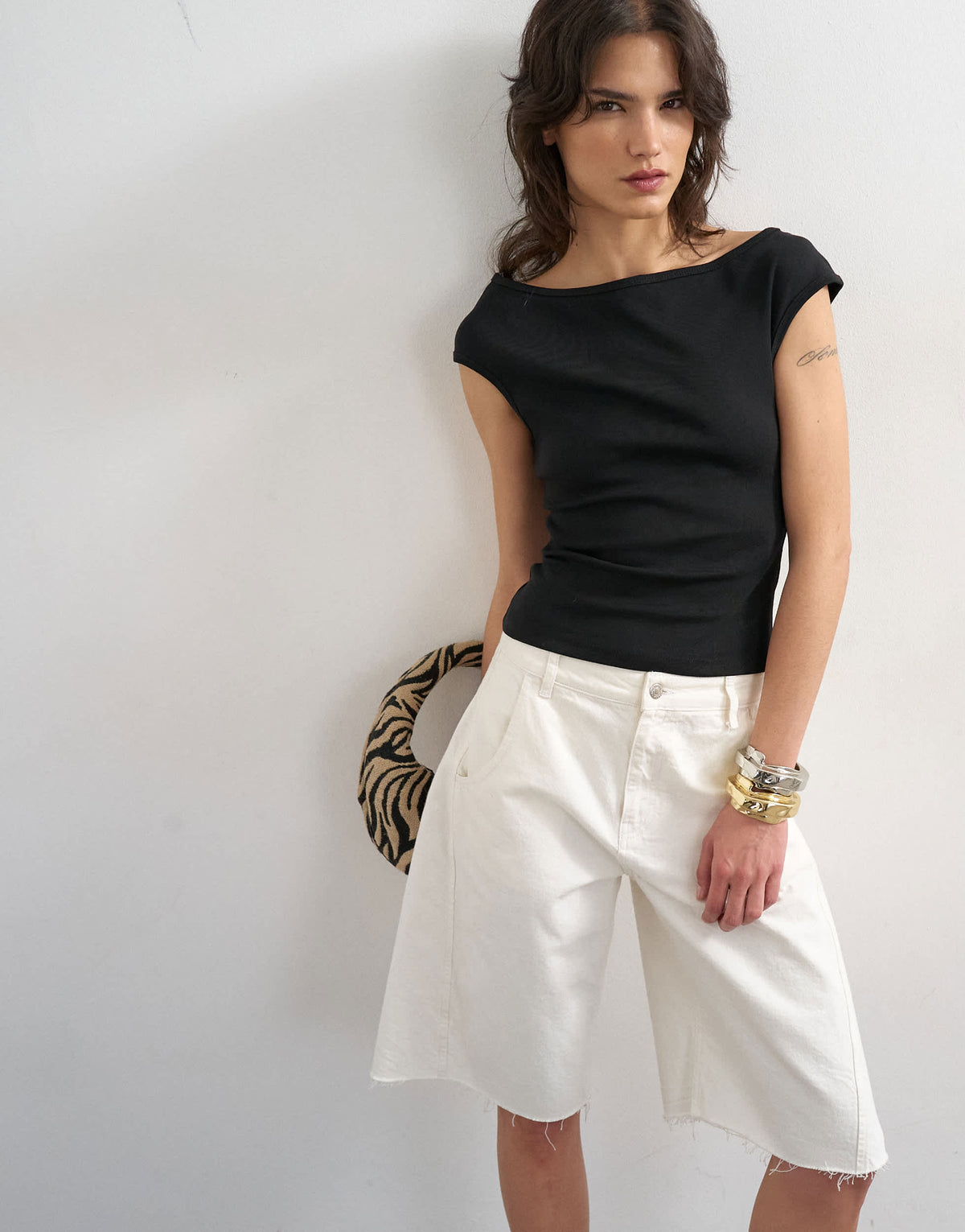 Topshop 90's boat neck vest in black