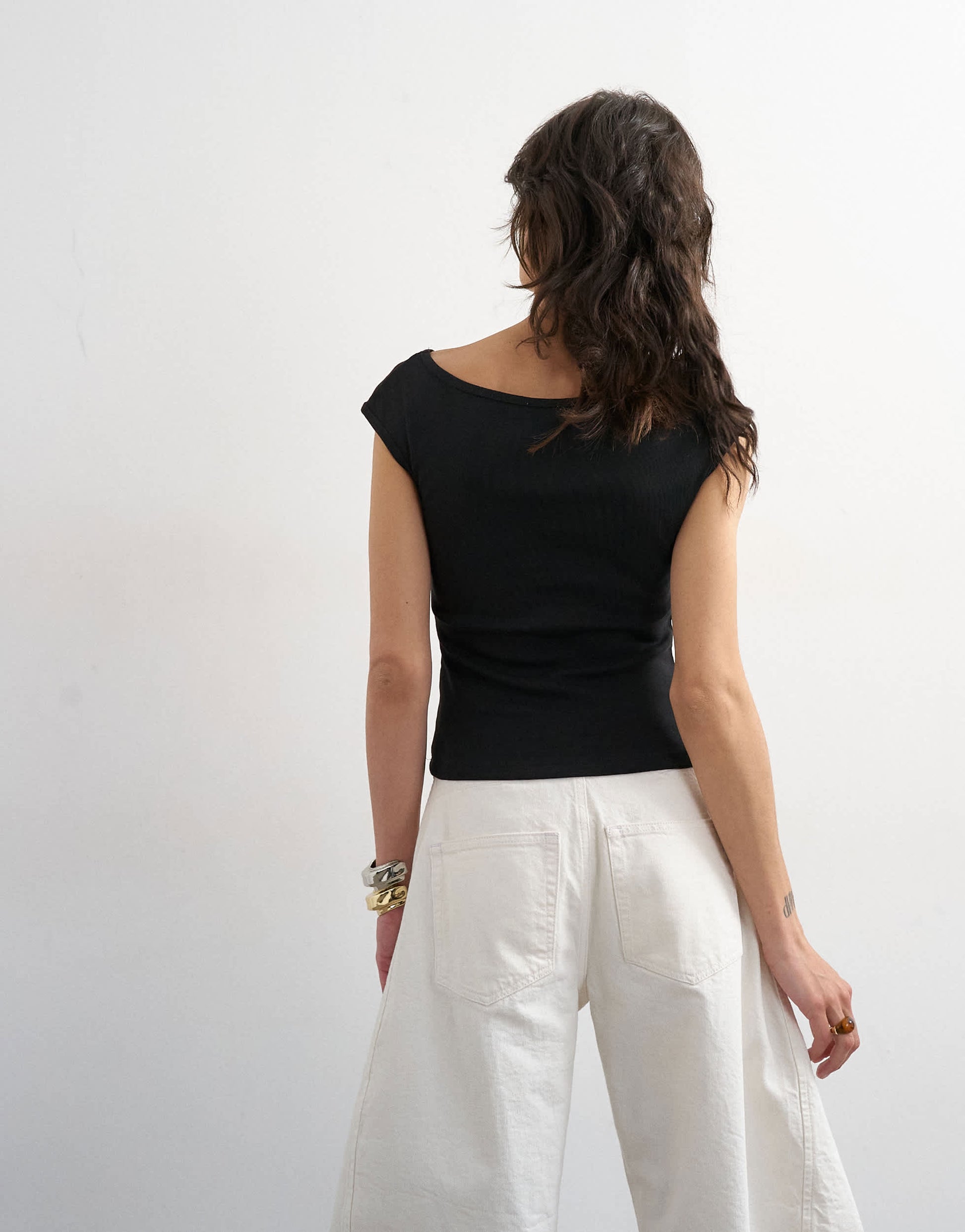 Topshop 90's boat neck vest in black