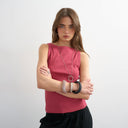 Topshop slash neck racer vest in berry