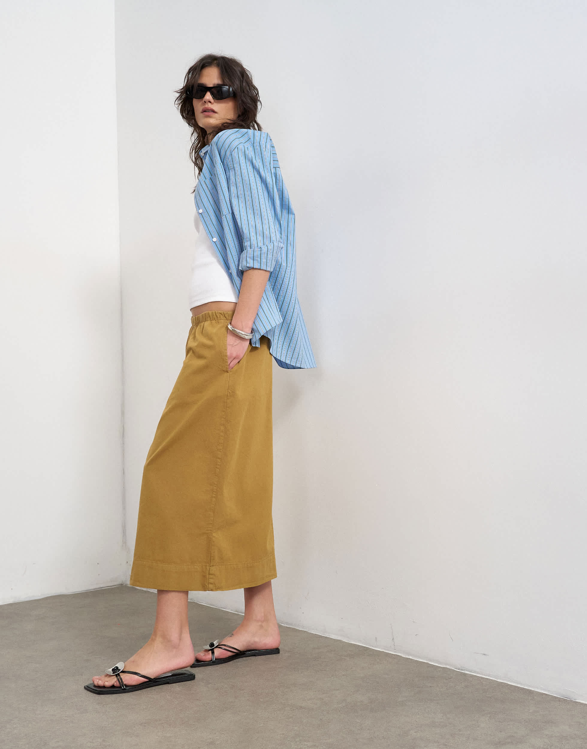 Jupe-culotte trapèze Topshop couleur chameau