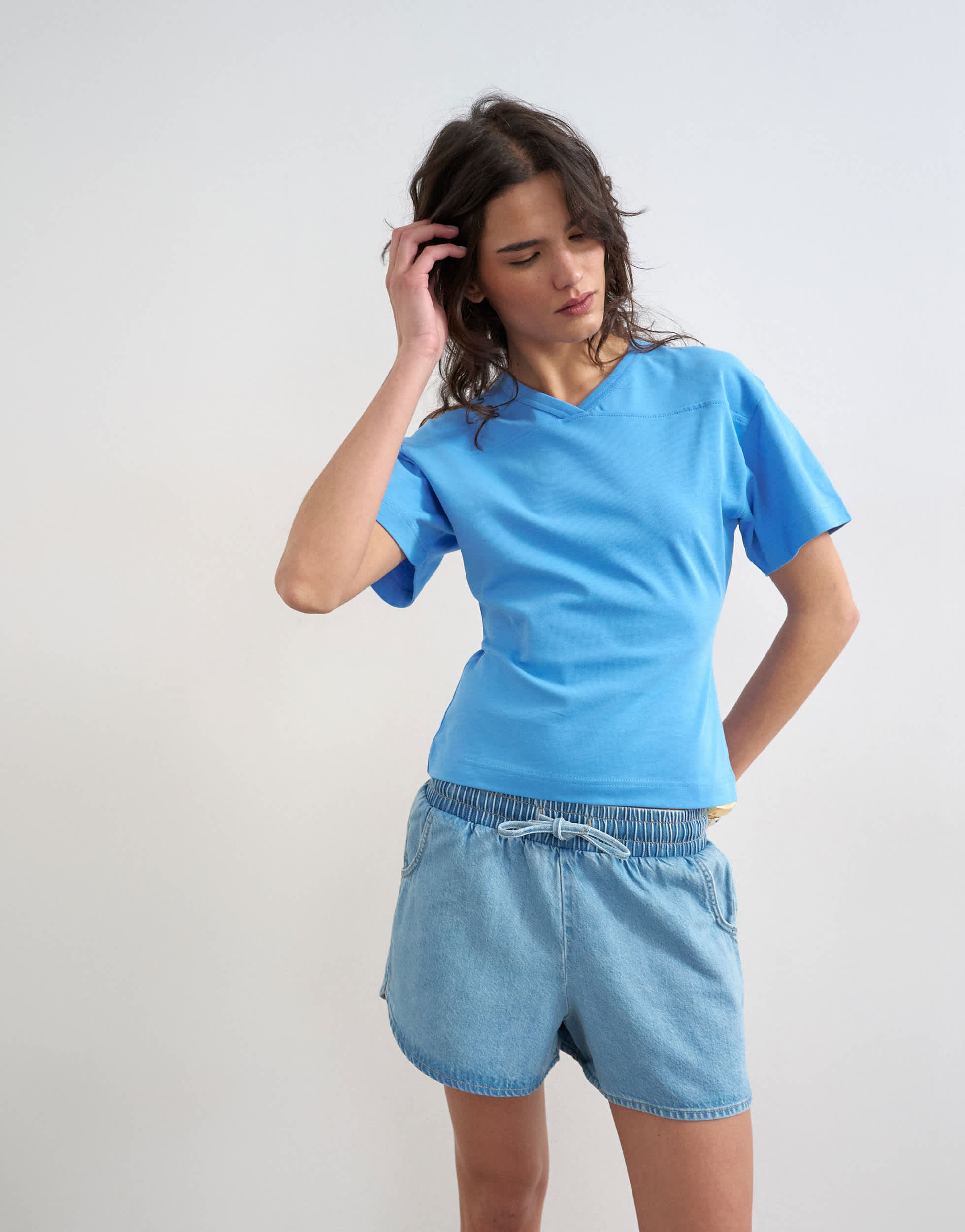 Topshop V-Ausschnitt, tailliert, in Blau