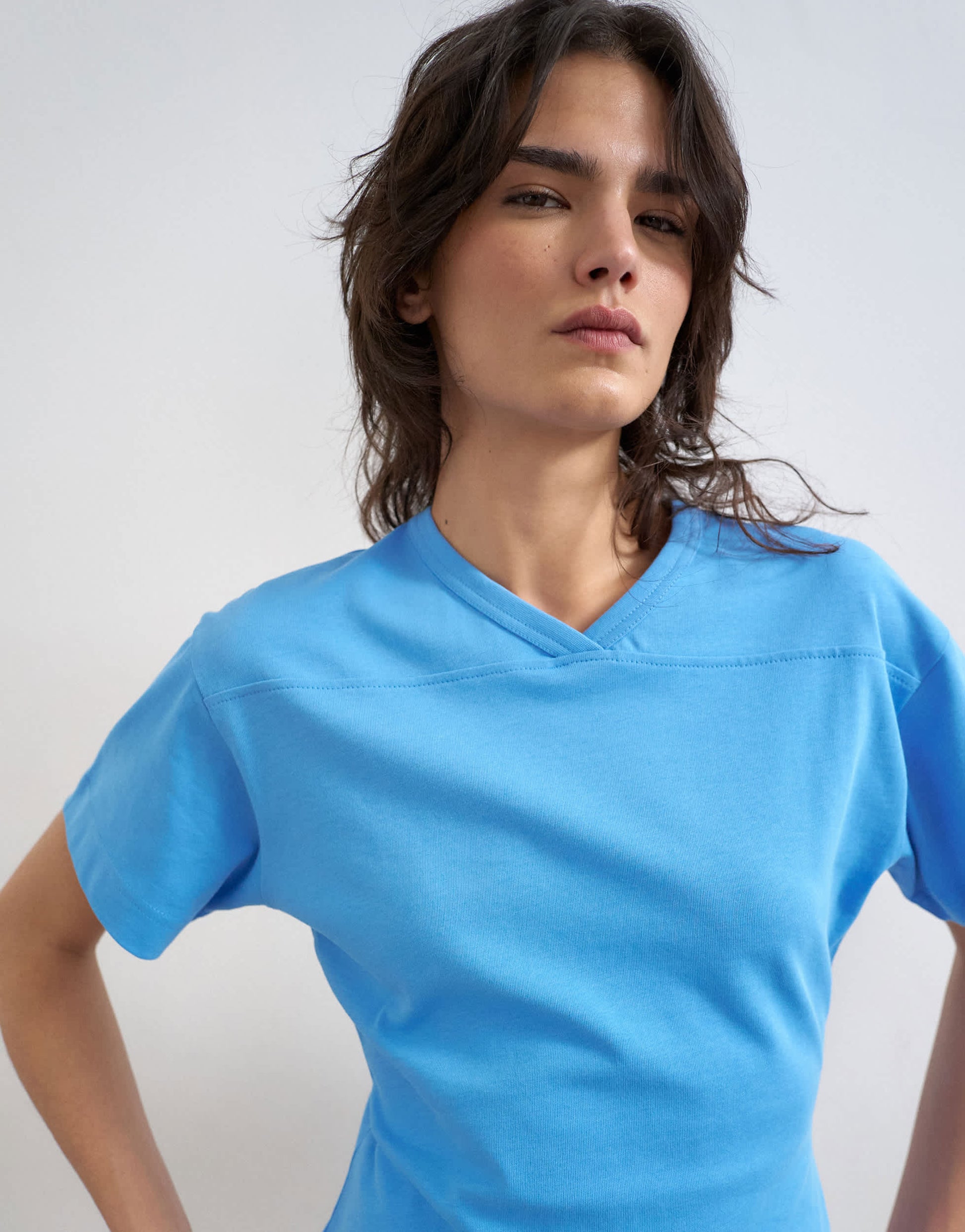 Topshop v-neck cinch in blue