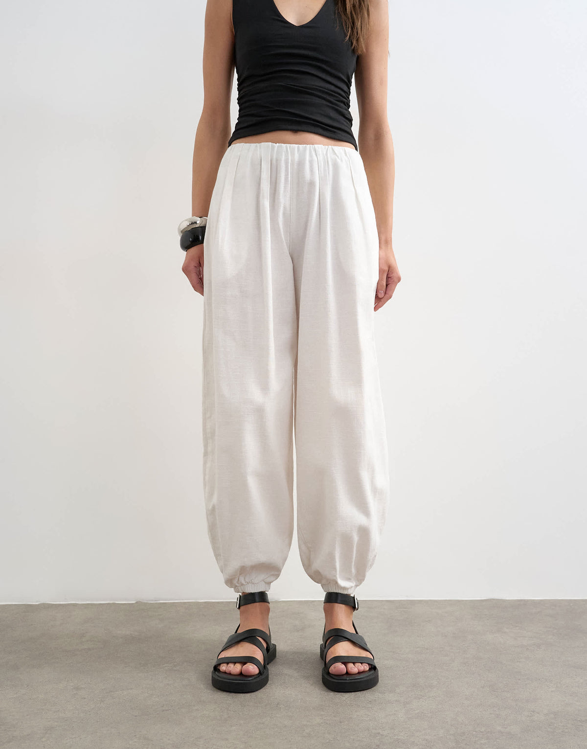 Topshop balloon trouser in white