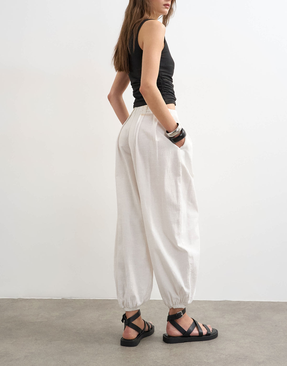 Topshop balloon trouser in white