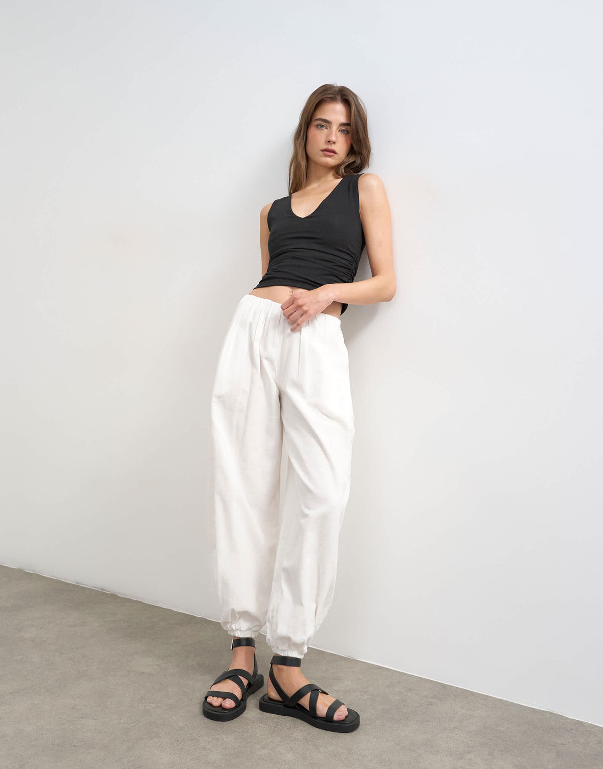 Topshop balloon trouser in white