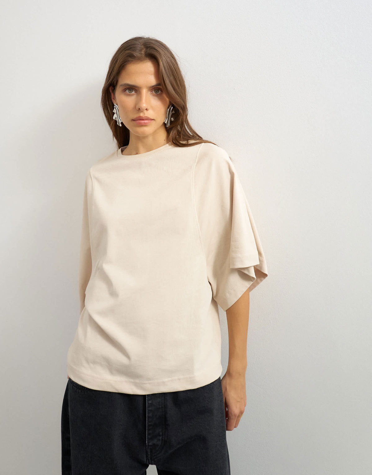 Topshop batwing t-shirt in stone