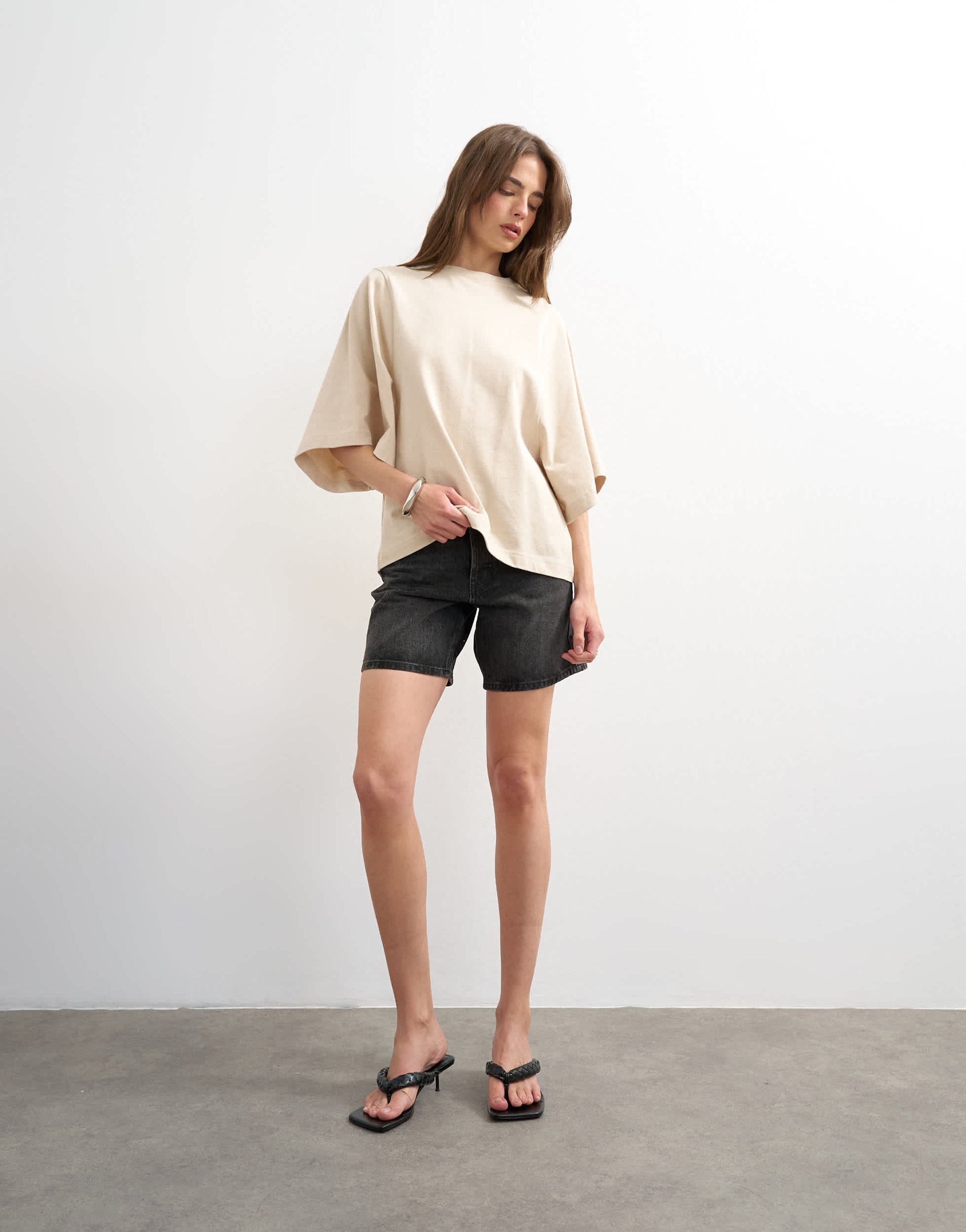 Topshop batwing t-shirt in stone