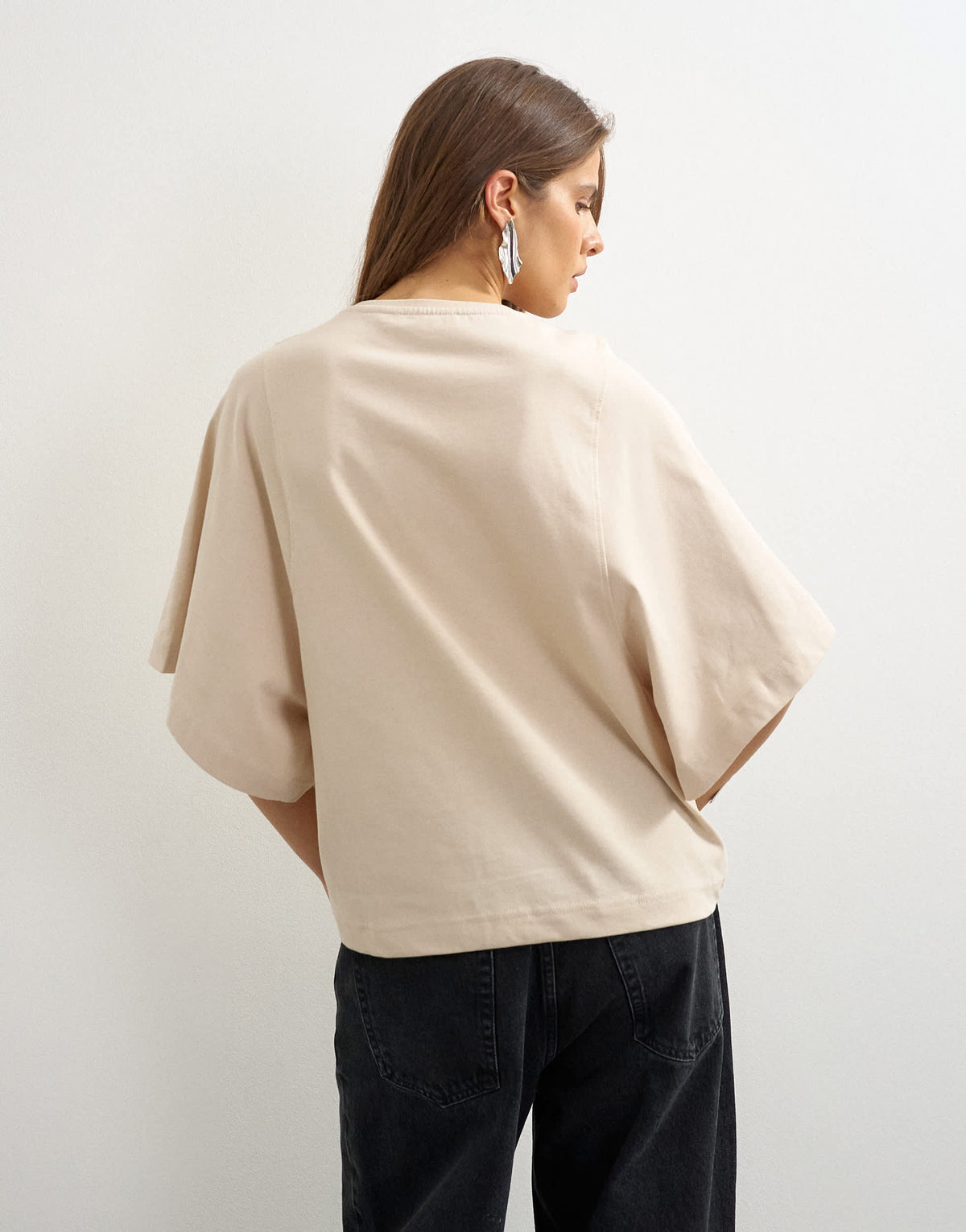 Topshop batwing t-shirt in stone