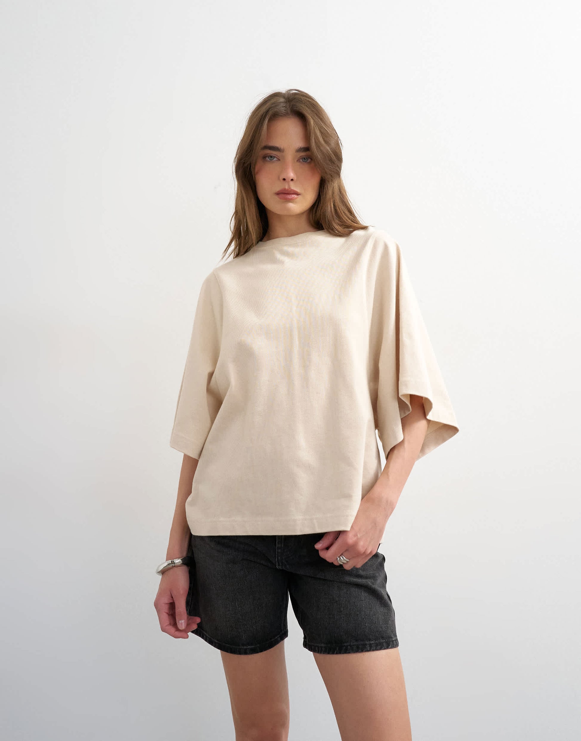 Topshop batwing t-shirt in stone