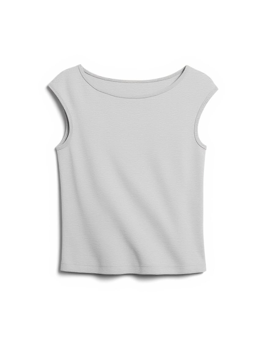 Topshop 90's boat neck vest in grey marl