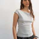 Topshop 90's boat neck vest in grey marl