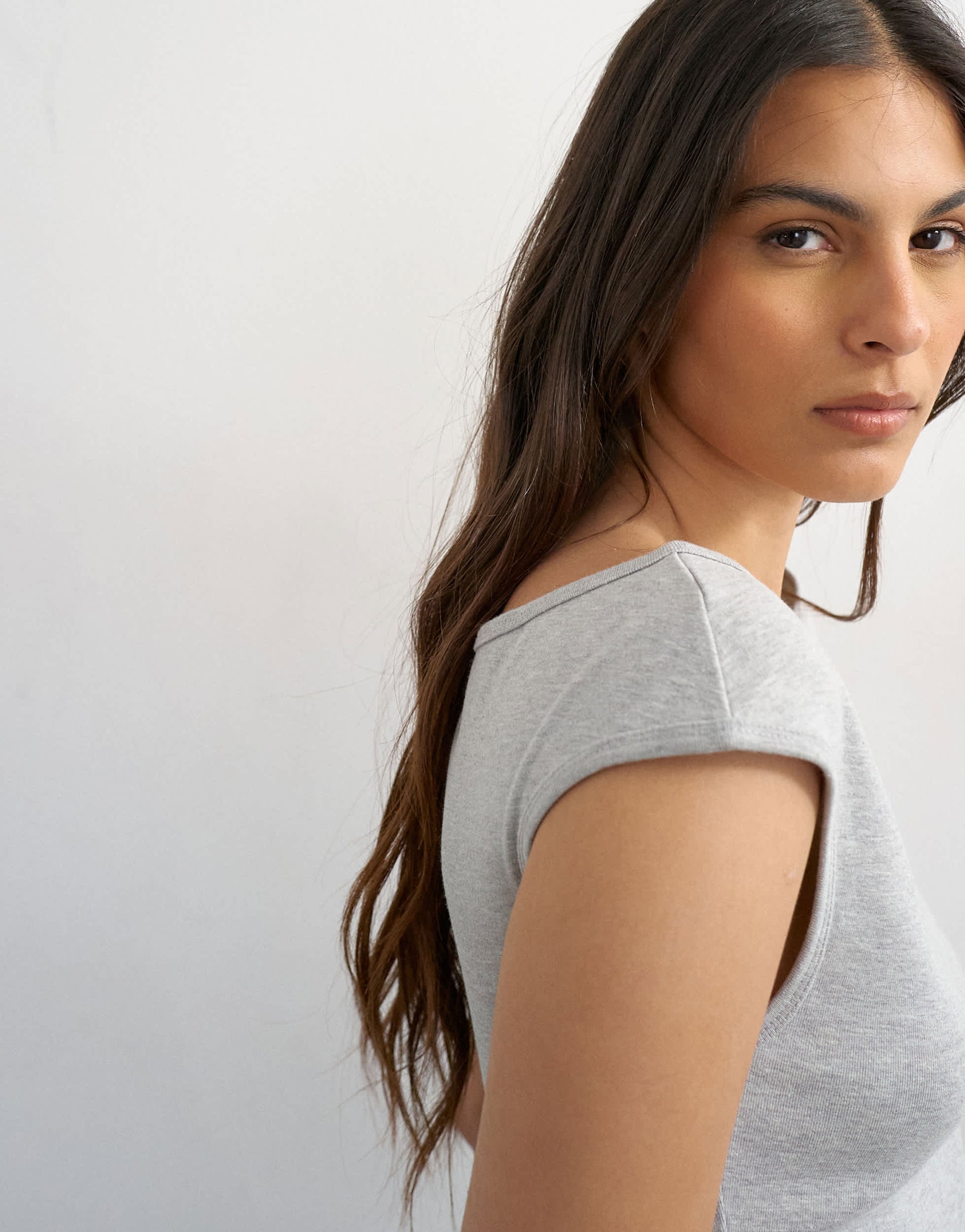 Topshop 90's boat neck vest in grey marl