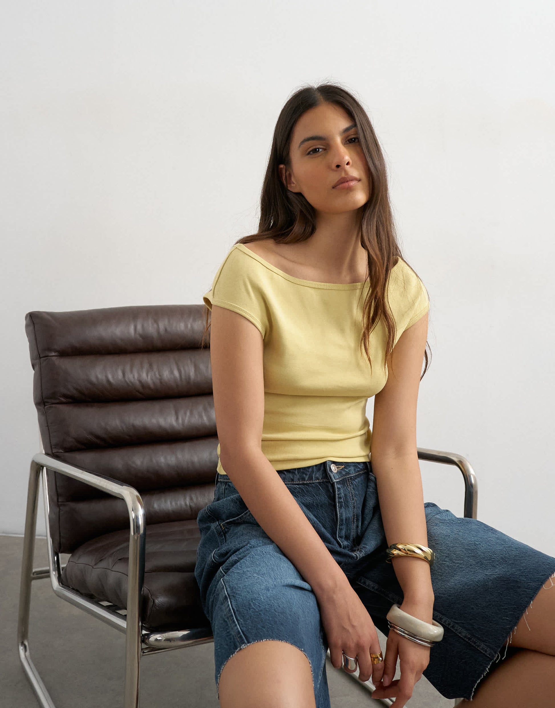 Topshop 90's boat neck vest in soft lime