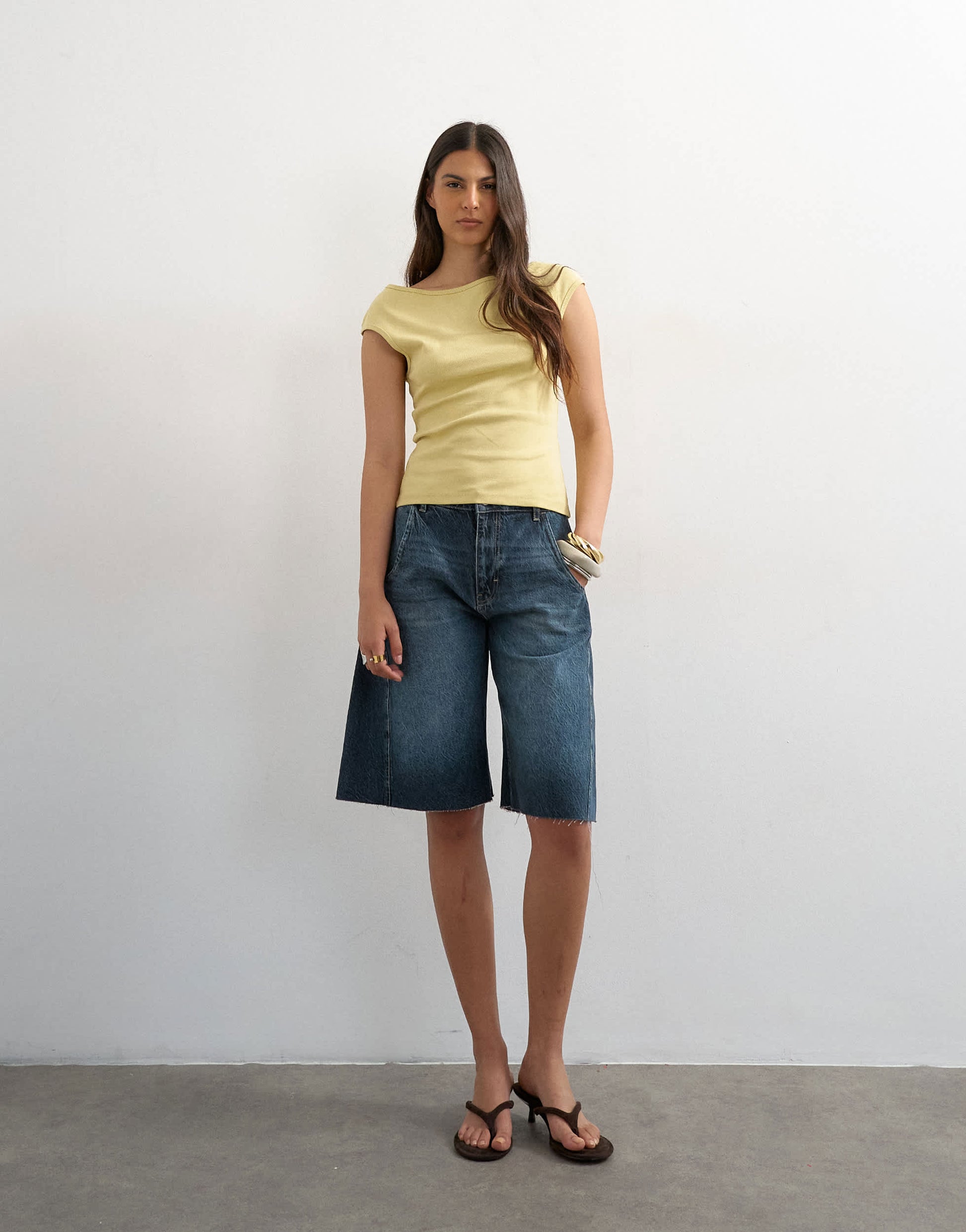 Topshop 90's boat neck vest in soft lime