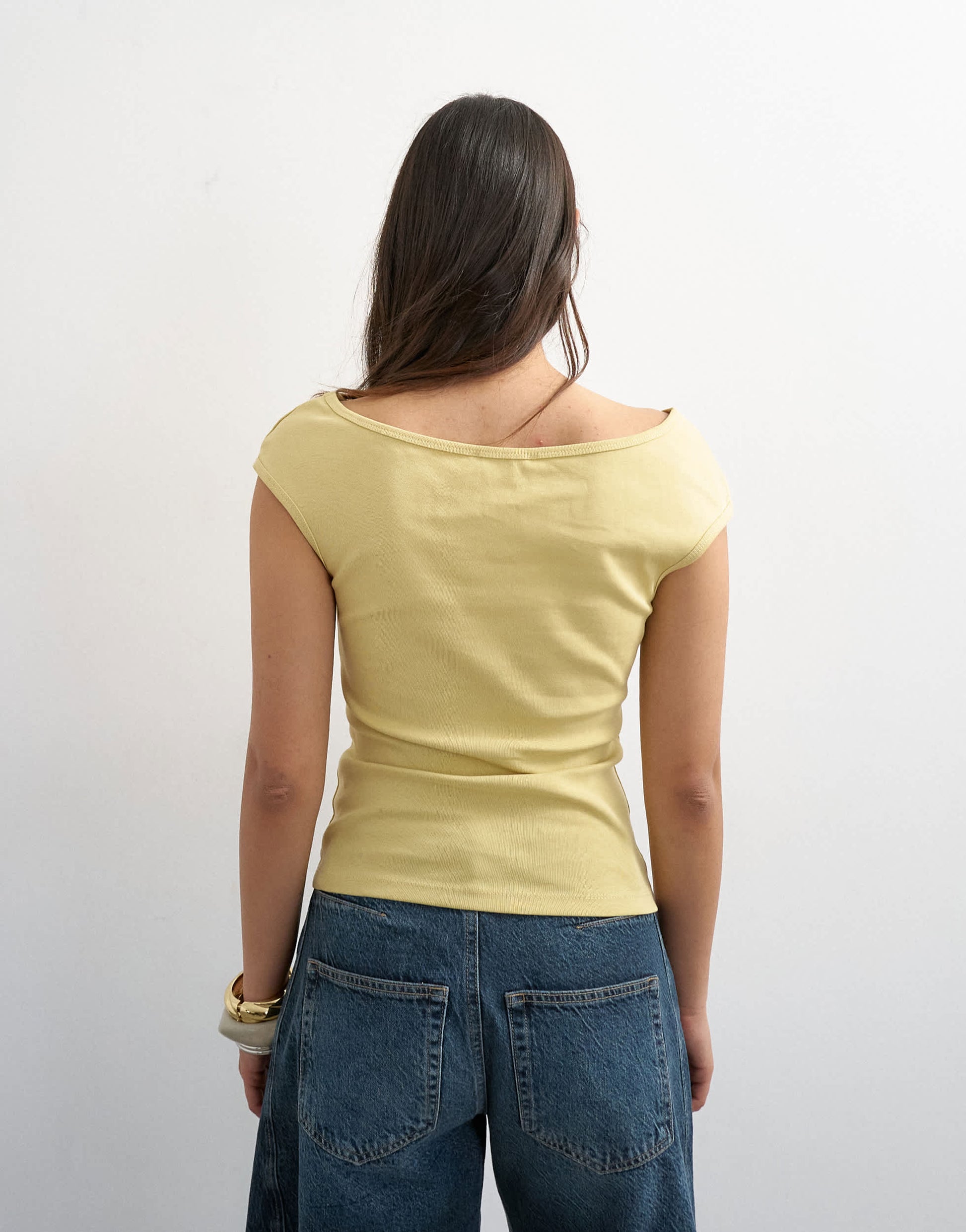 Topshop 90's boat neck vest in soft lime