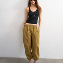 Topshop poplin balloon trouser in khaki