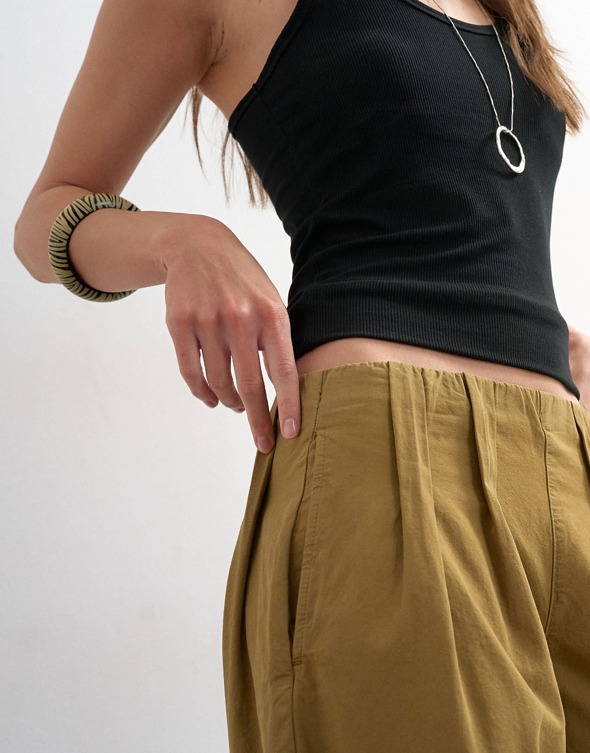 Topshop poplin balloon trouser in khaki