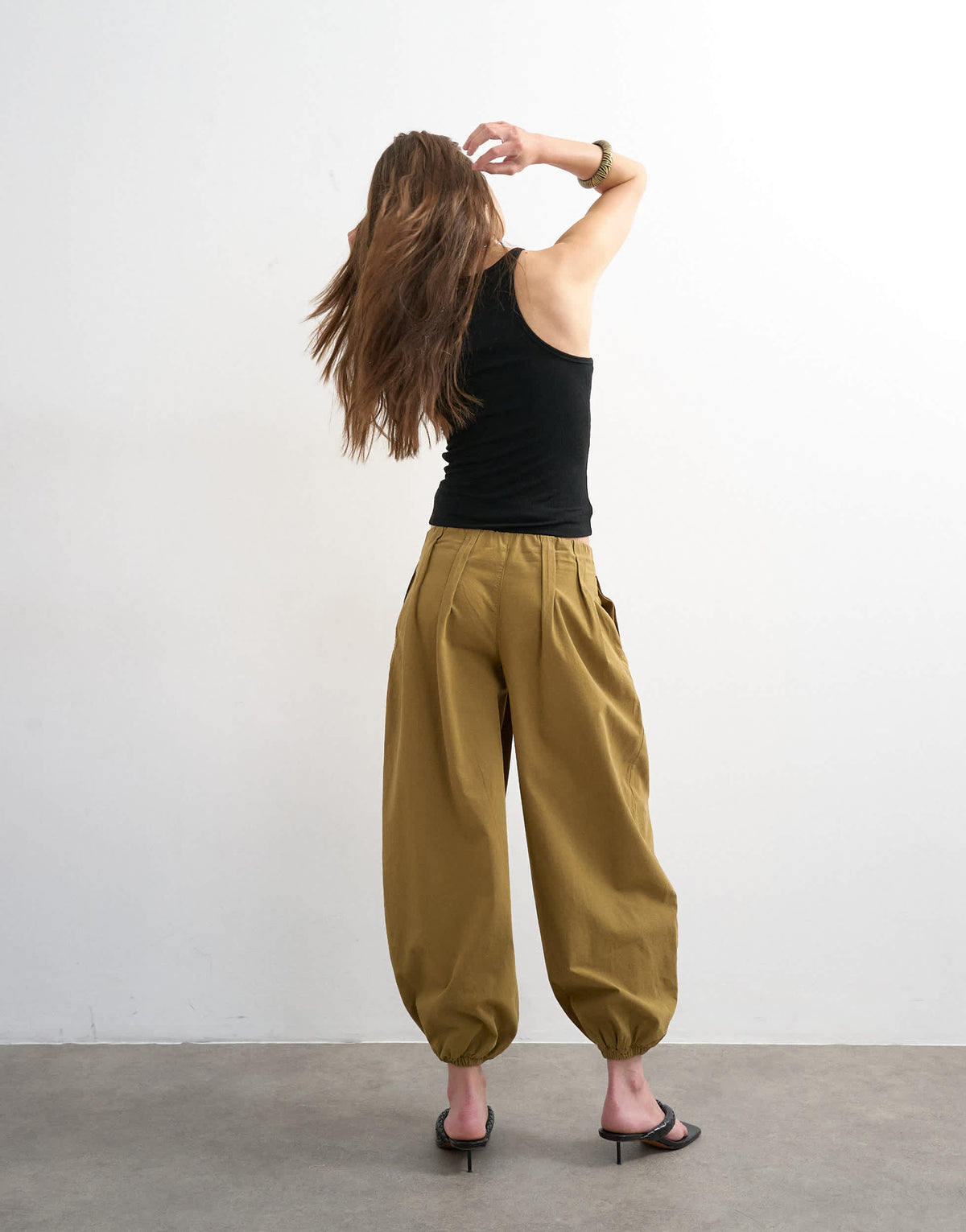 Topshop poplin balloon trouser in khaki