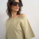 Topshop fallen shoulder t-shirt in khaki