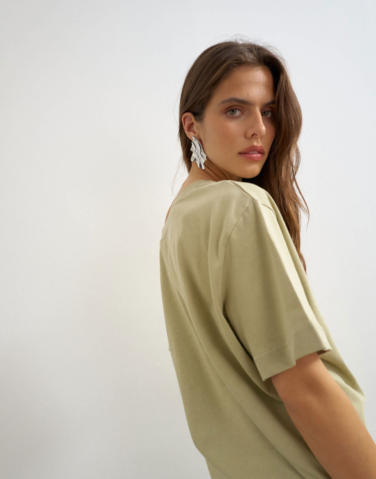 Topshop fallen shoulder t-shirt in khaki