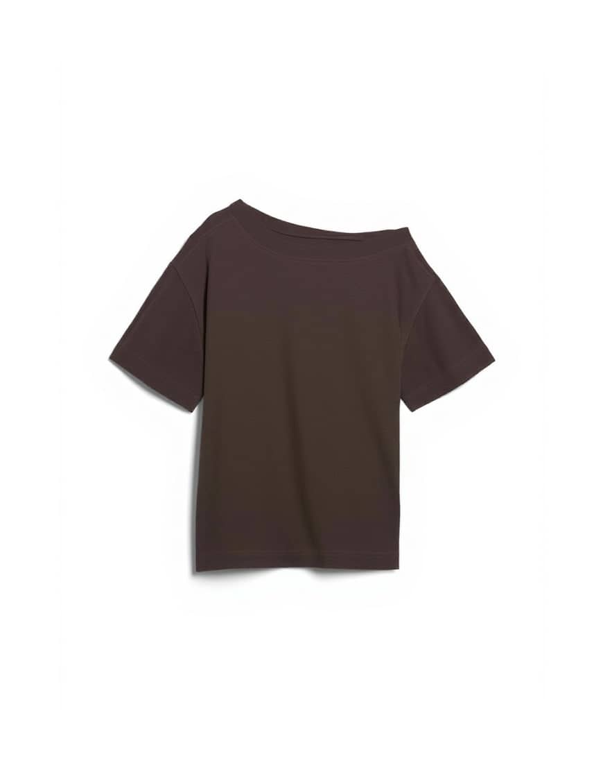 Topshop fallen shoulder t-shirt in dark chocolate