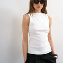 Topshop slash neck racer vest in white