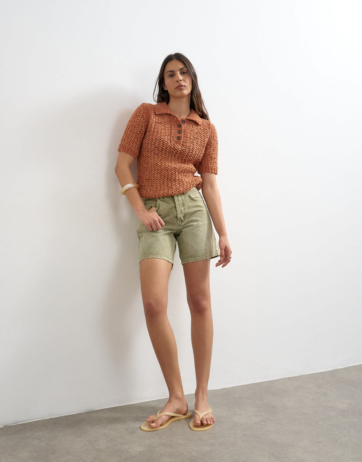 Topshop denim Editor short in apple green