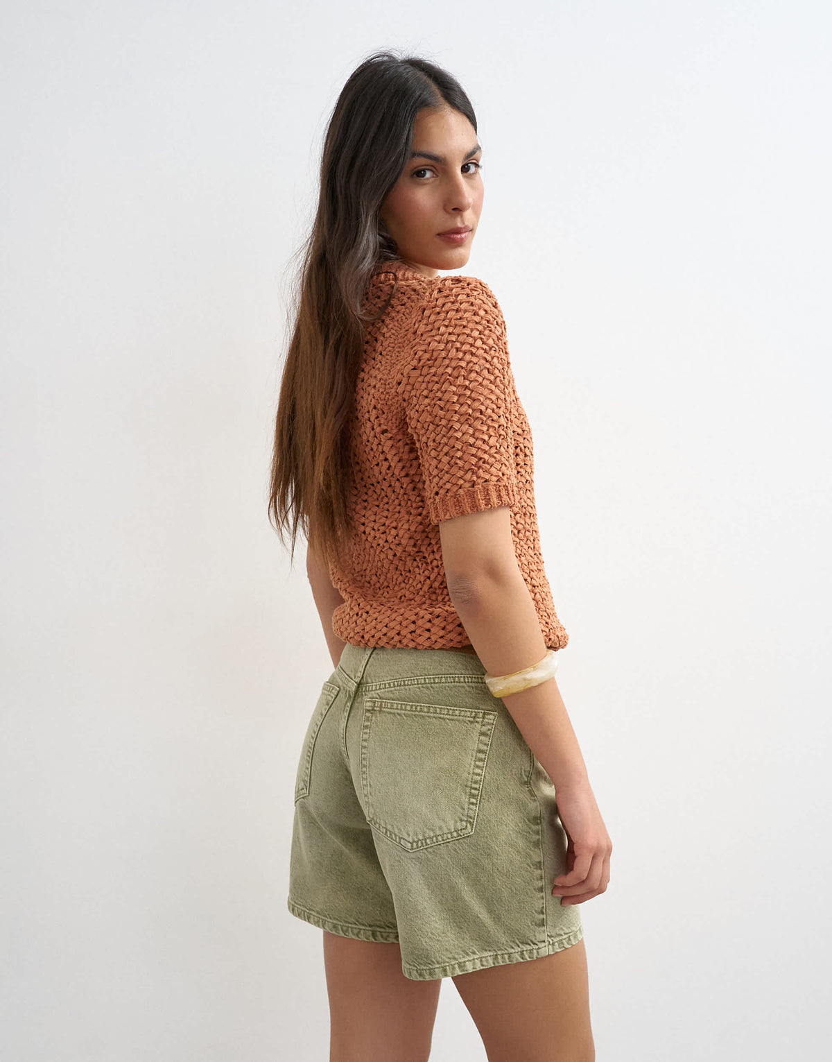 Topshop denim Editor short in apple green