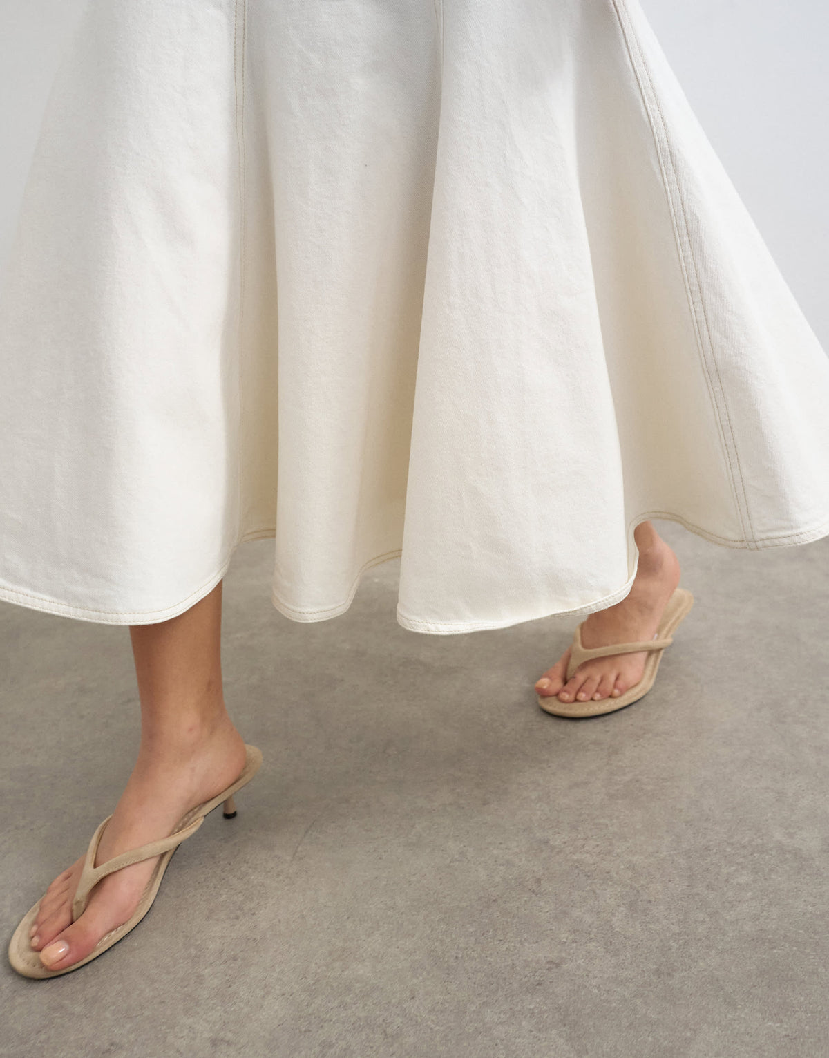 Topshop denim fit and flare maxi skirt in ecru