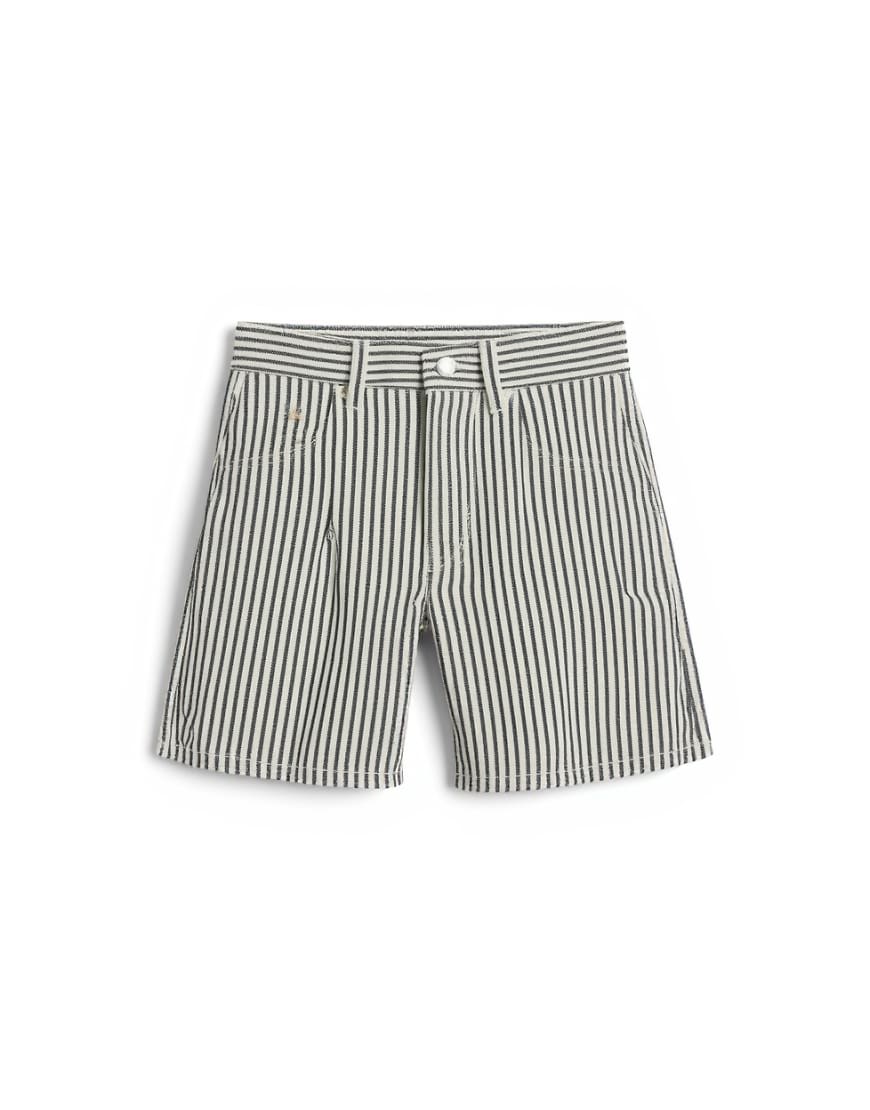 Topshop denim Editor short in ecru stripe