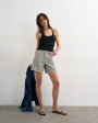 Topshop denim Editor short in ecru stripe