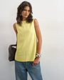 Topshop open back chuck on linen rich tank in muted lime