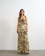 Topshop folded bust organza maxi dress in abstract blur print
