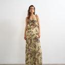 Topshop folded bust organza maxi dress in abstract blur print