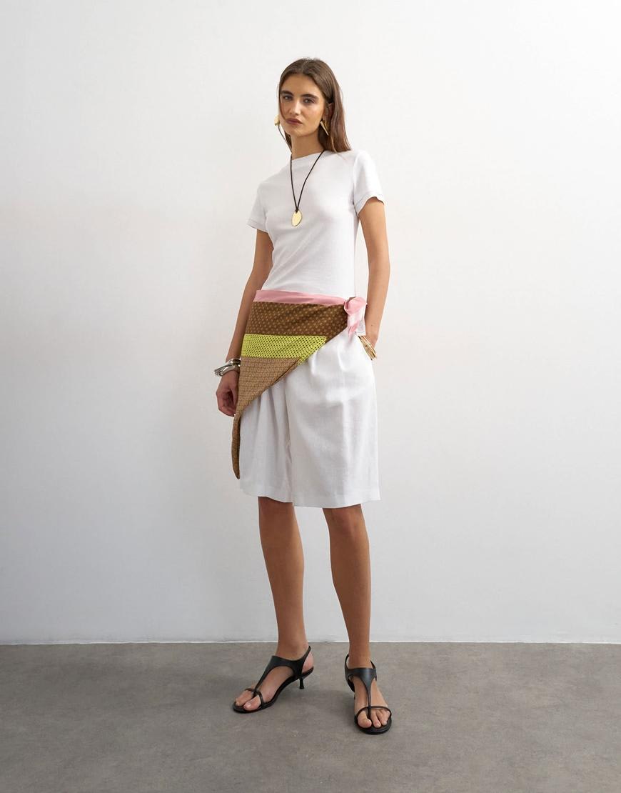 Topshop geometric print waist belt in pink