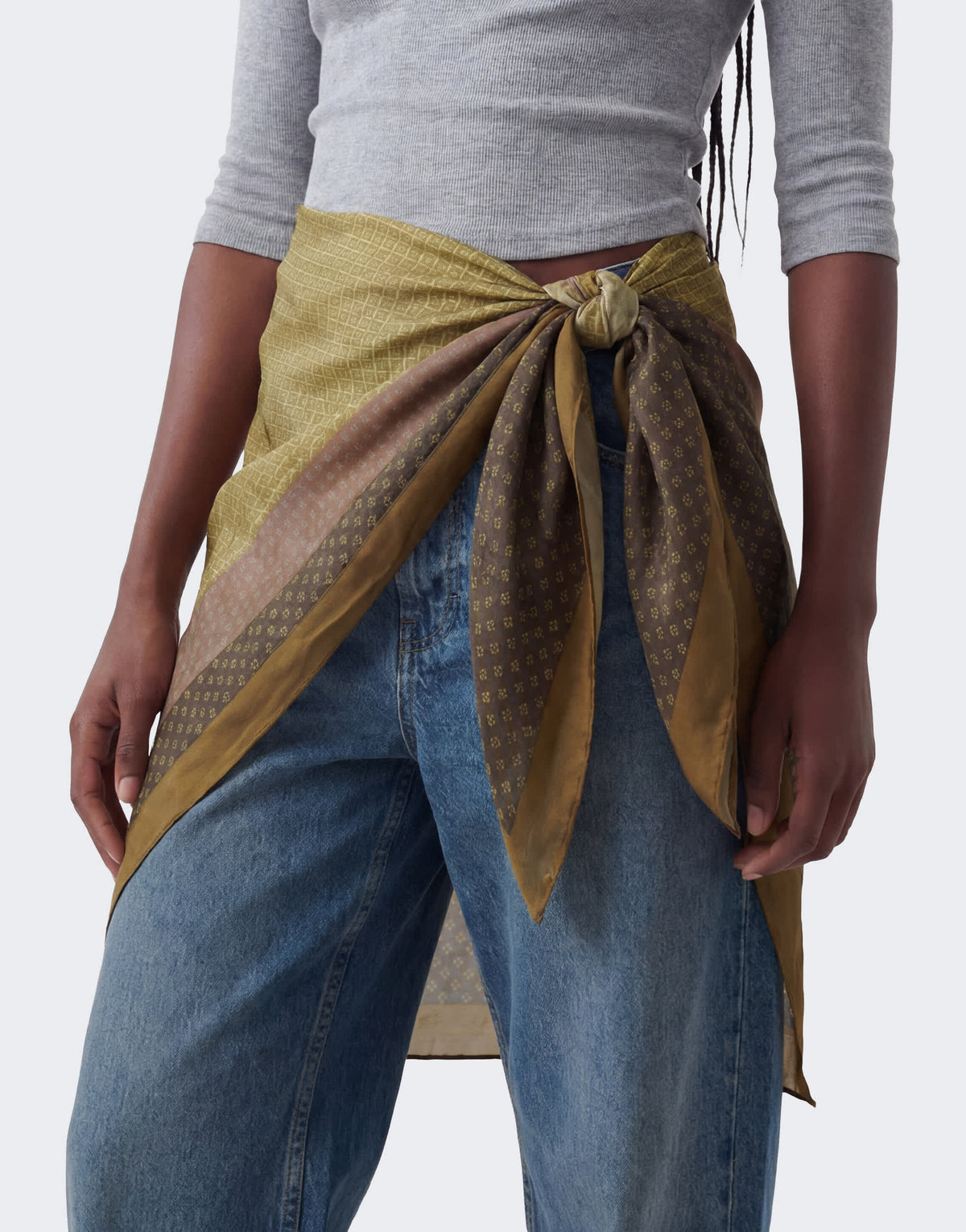 Topshop geometric print waist belt in khaki