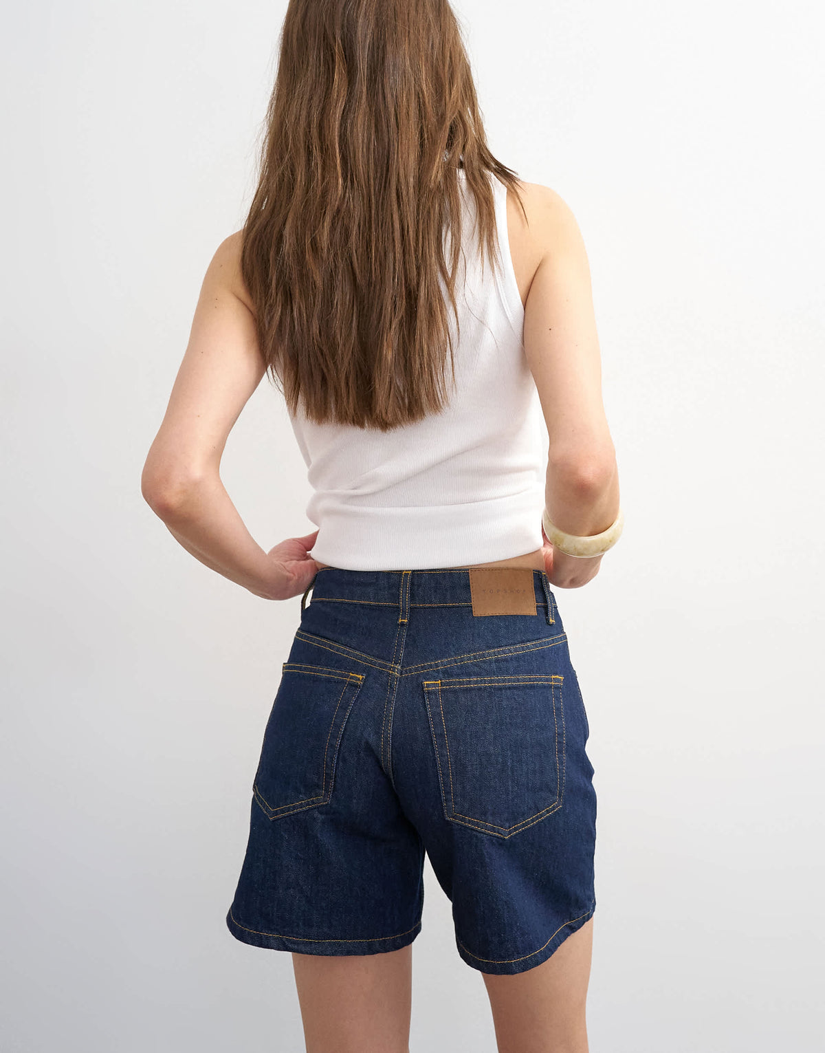Topshop denim Editor short in indigo rinse
