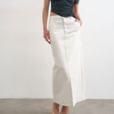 Topshop denim column maxi skirt in bone