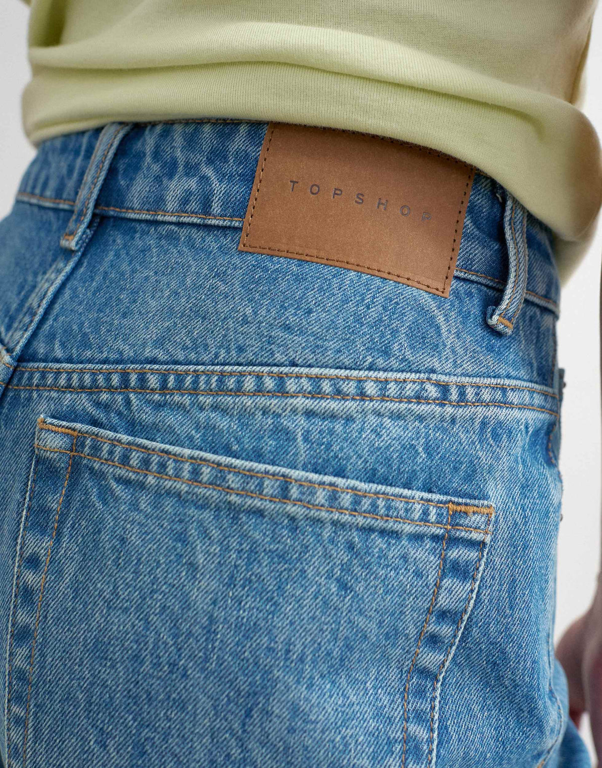 Topshop denim Editor short in mid blue