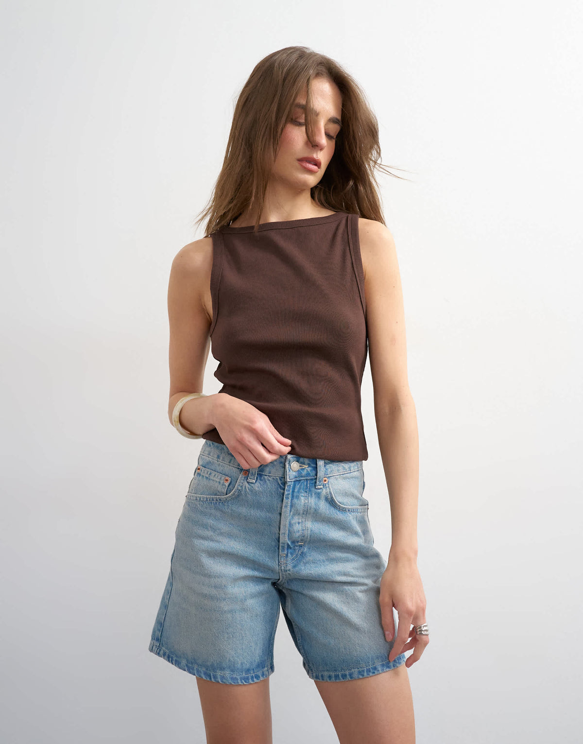 Topshop denim Editor short in bleach