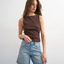 Topshop denim Editor short in bleach