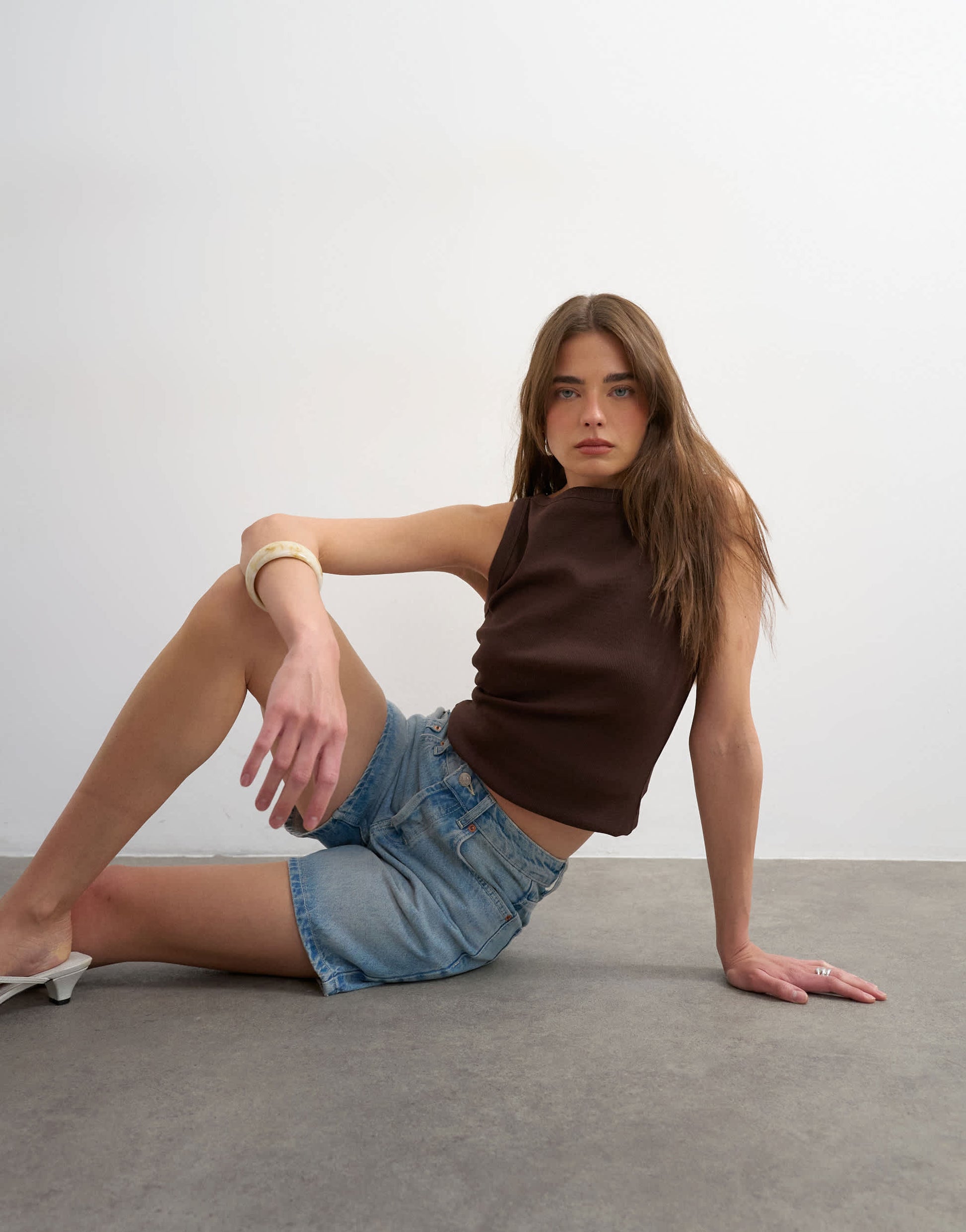 Topshop denim Editor short in bleach