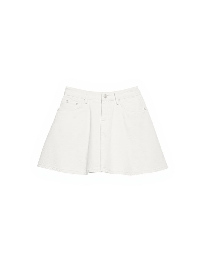 Topshop denim pleated full mini skirt in bone