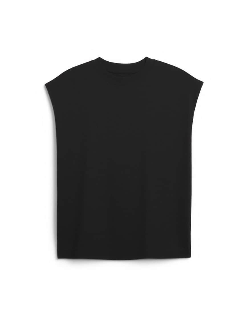 Topman relaxed fit cropped sleeveless t-shirt in black