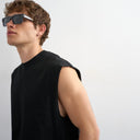 Topman relaxed fit cropped sleeveless t-shirt in black